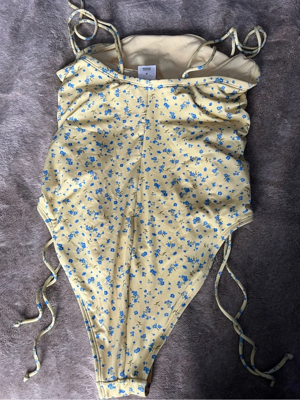 Wild Fable Yellow Floral One-Piece Swimsuit with Blue Flowers